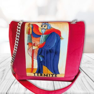 Borsa in velluto con stampa tarocchi: Lermite